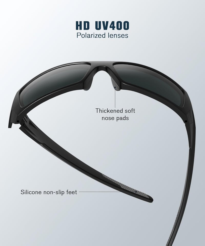 QALLY Store Sports Sunglasses-Men Polarized Mens-Sunglasses: Wrap Around Sun Glasses for Cycling Fishing with UV400 Protection - Image 4